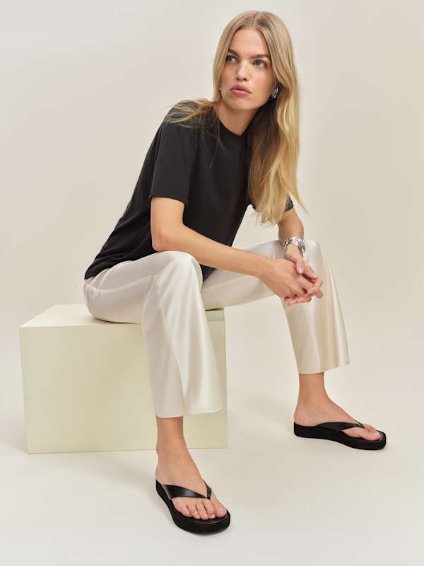 Eden Platform Thong - Black Suede Leather